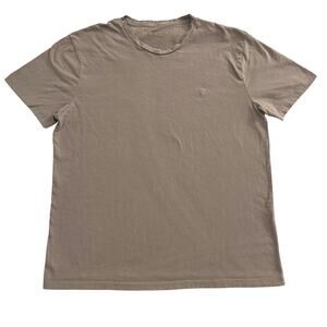 ALLSAINTS Shirt Mens Large Slim Fit Grey Beige Casual Organic Cotton Brace Tee